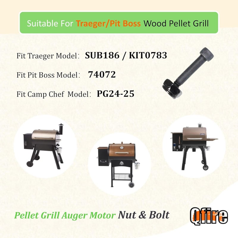Qfire Pellet Grill Auger Motor Shaft Nut & Bolt Kit Fit for Traeger, Pit Boss, Z-Grills, Rec Tec and Most Wood Pellet Grills, for Traeger Grill Auger Motor Shear Pin KIT0783,4-pack - Image 2